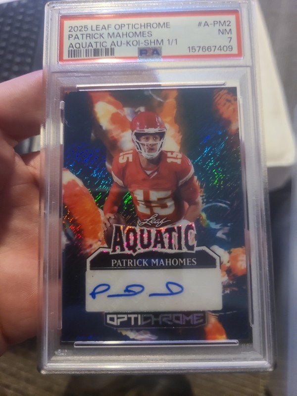 2025 Aquatic Signature Series Patrick Mahomes 1/1 Auto PSA 7 Chiefs