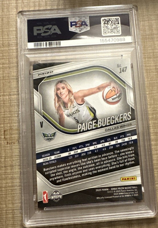 Panini 2025 Prizm WNBA Paige Bueckers Rookie Var Ice Prizm #147 PSA 10 view 2