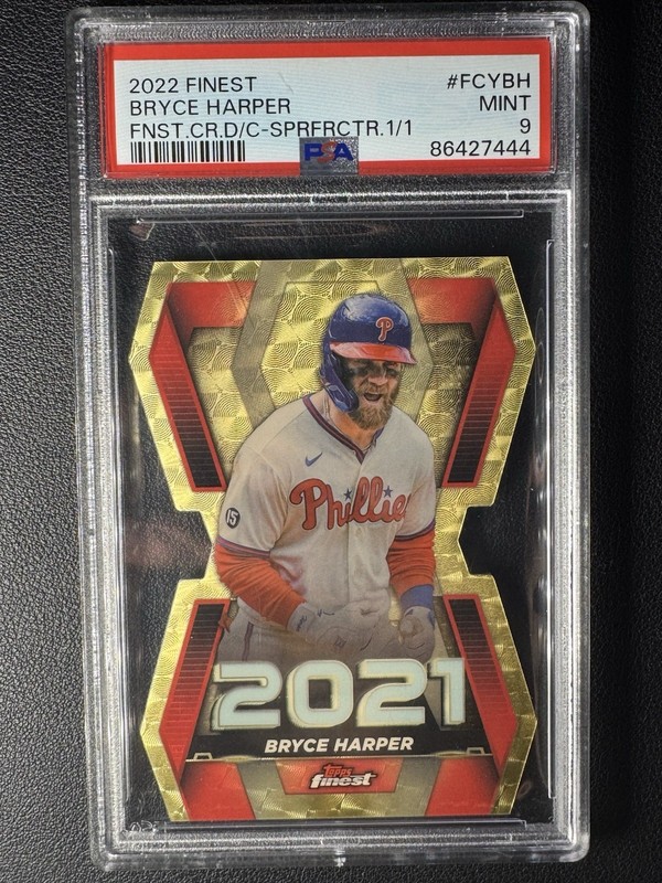 2022 Topps Finest Career Years D/C Bryce Harper SUPERFRACTOR 1/1 #FCY-BH PSA 9