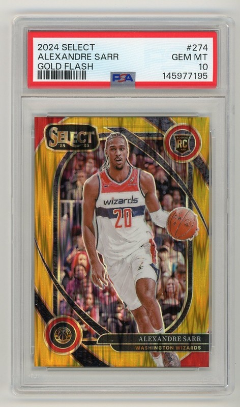 2024-25 ALEXANDRE SARR Panini Select #274 Rookie Courtside Gold Flash /10 PSA 10