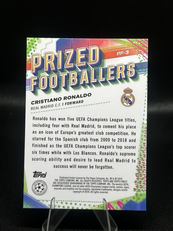 Cristiano Ronaldo 2024 Topps Finest Prized Footballers Silver Refractor #PF-3 view 2