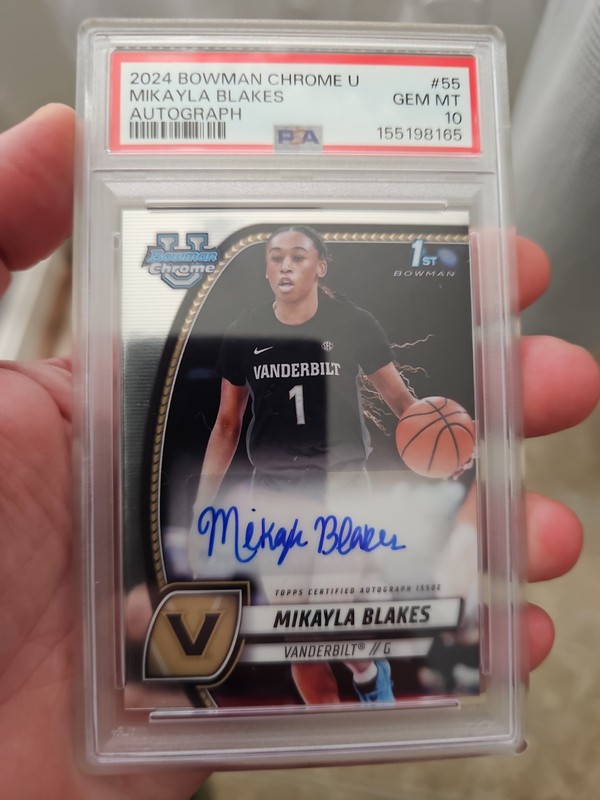 2024 BOWMAN CHROME UNIVERSITY AUTO #55 MIKAYLA BLAKES PSA 9 AUTO 10 view 1