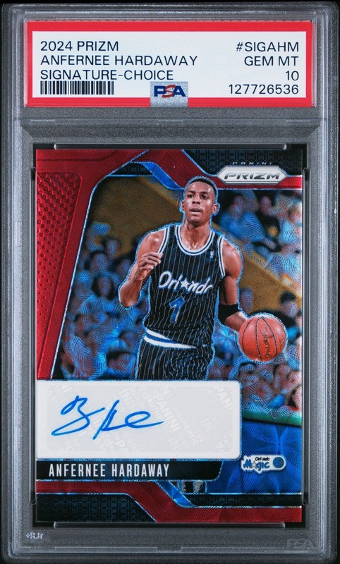 Anfernee Hardaway 2024 Prizm Signature Red Choice Prizm AUTO PSA 10 GEM MINT