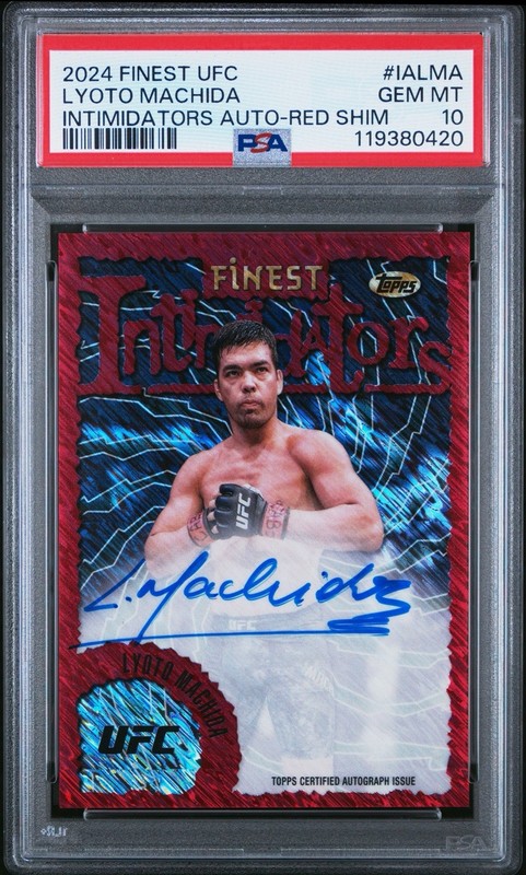 2024 Topps Finest UFC Intimidators On Card Auto Lyoto Machida Red Shimmer PSA 10