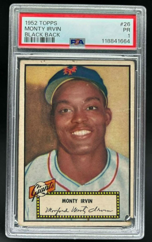 1952 TOPPS MONTY IRVIN BLACK BACK #26 PSA 1 PR