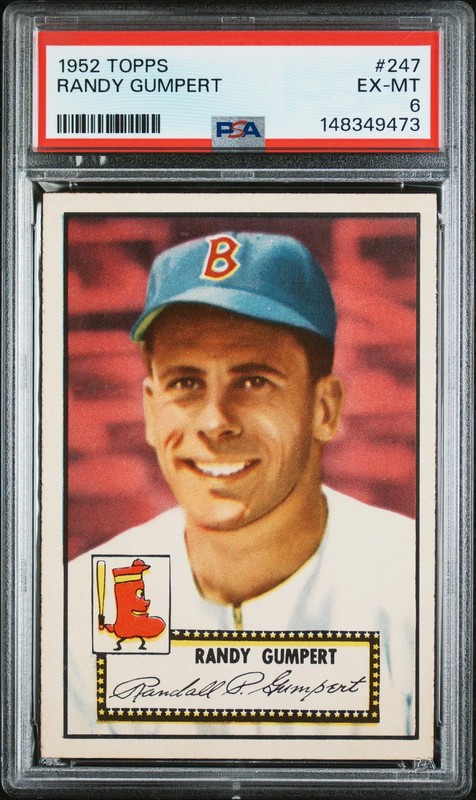 1952 Topps #247 - Randy Gumpert PSA 6 EX-MT
