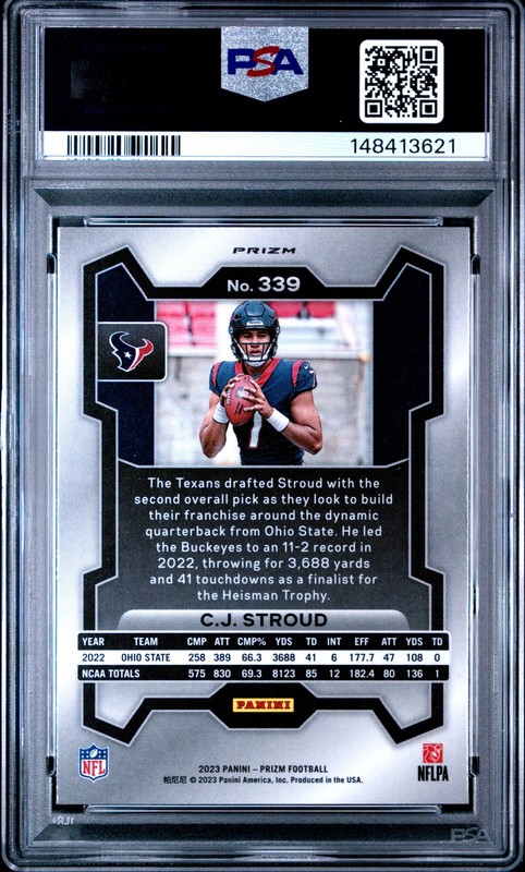 2023 Panini Prizm #339 Cj Stroud Purple Pulsar PSA 10 New Slab! view 2
