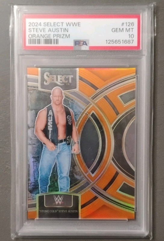 LOW POP # / 49 STONE COLD STEVE AUSTIN PANINI SELECT ORANGE PRIZM PSA 10 GEM 💎