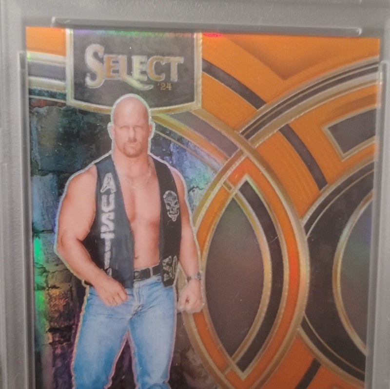 LOW POP # / 49 STONE COLD STEVE AUSTIN PANINI SELECT ORANGE PRIZM PSA 10 GEM 💎 view 2