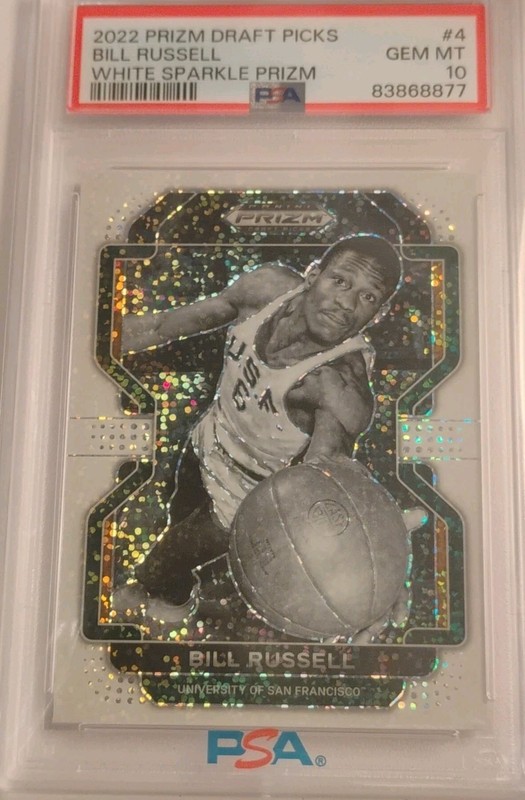 WHITE SPARKLE 2022-23 Panini Prizm Draft Picks Bill Russell #4 Prizm PSA 10 💎🏆