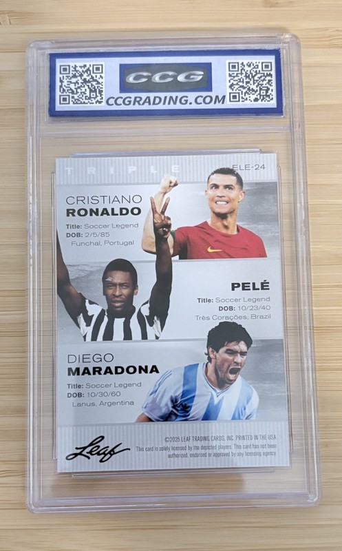 2025 Leaf Triple Exclusive RONALDO / PELE / MARADONA Legends CCG GEM MINT 10 view 2