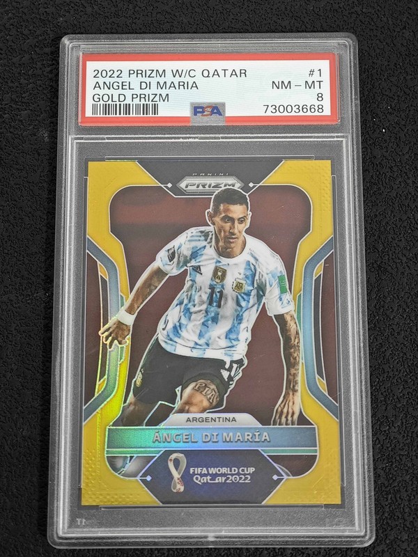 2022 Panini Prizm FIFA World Cup Qatar Angel Di Maria Gold 10/10 Argentina PSA 8