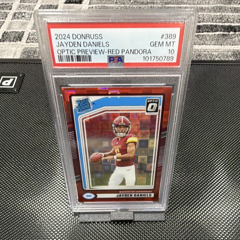 Panini 2024 Donruss Jayden Daniels RC Rated Rookie Red Pandora #389 PSA 10