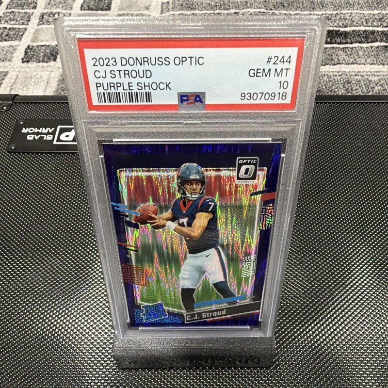 Panini 2023 Donruss Optic Rated Rookie C.J. Stroud Purple Shock #244 PSA 10 view 1