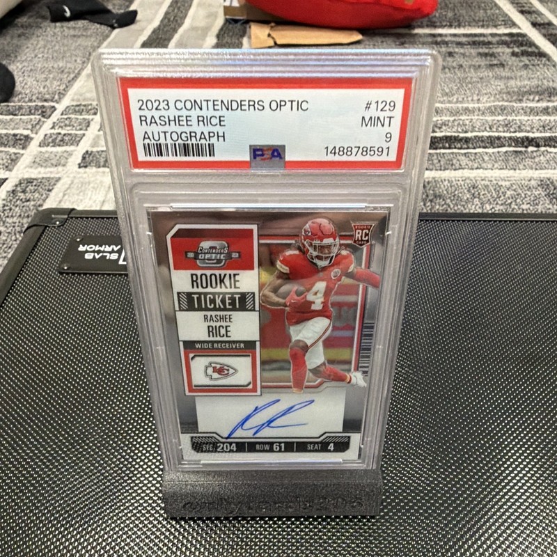 Panini 2023 Contenders Optic Rashee Rice Chiefs Rookie Ticket Auto #129 PSA 9