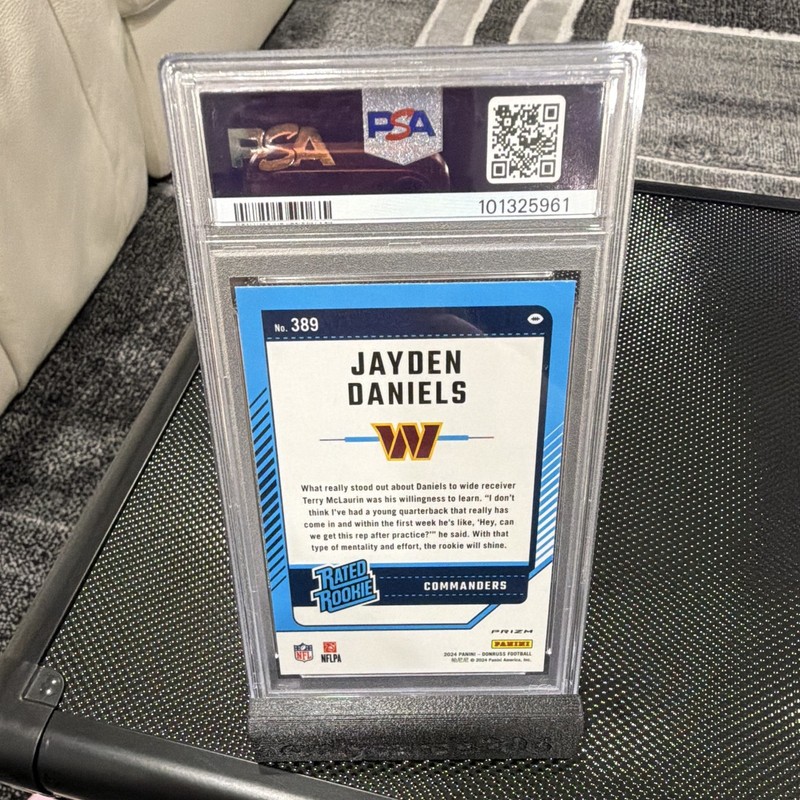 Panini 2024 Donruss Rated Rookie Jayden Daniels Commanders #389 PSA 10 view 2