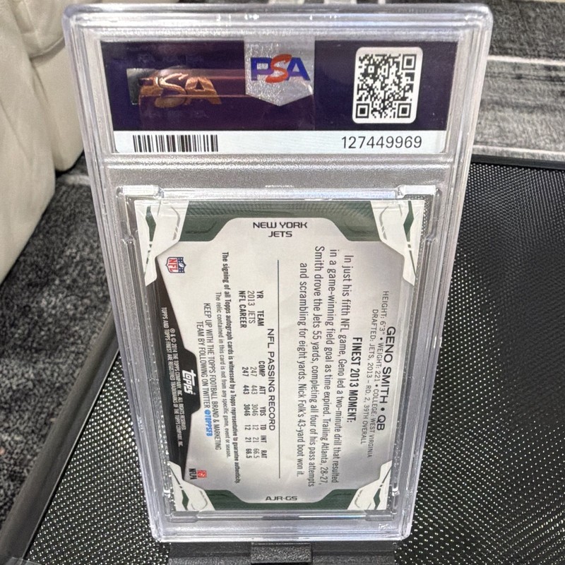 Topps 2014 Finest Geno Smith Auto Jumbo RLC Red Refractor #AJR-GS PSA 9/10 view 2