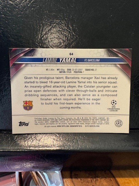2023-24 Topps Chrome UEFA Club Competitions - Lamine Yamal #64 (RC) view 2