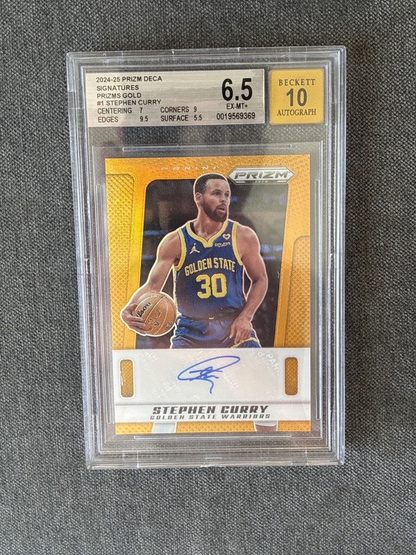 2024-25 Stephen Curry Panini Prizm True Gold Deca Auto 10/10 BGS 6.5 AUTO 10