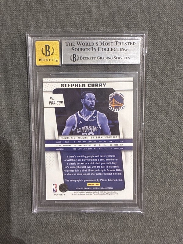 2024-25 Stephen Curry Panini Prizm True Gold Deca Auto 10/10 BGS 6.5 AUTO 10 view 2
