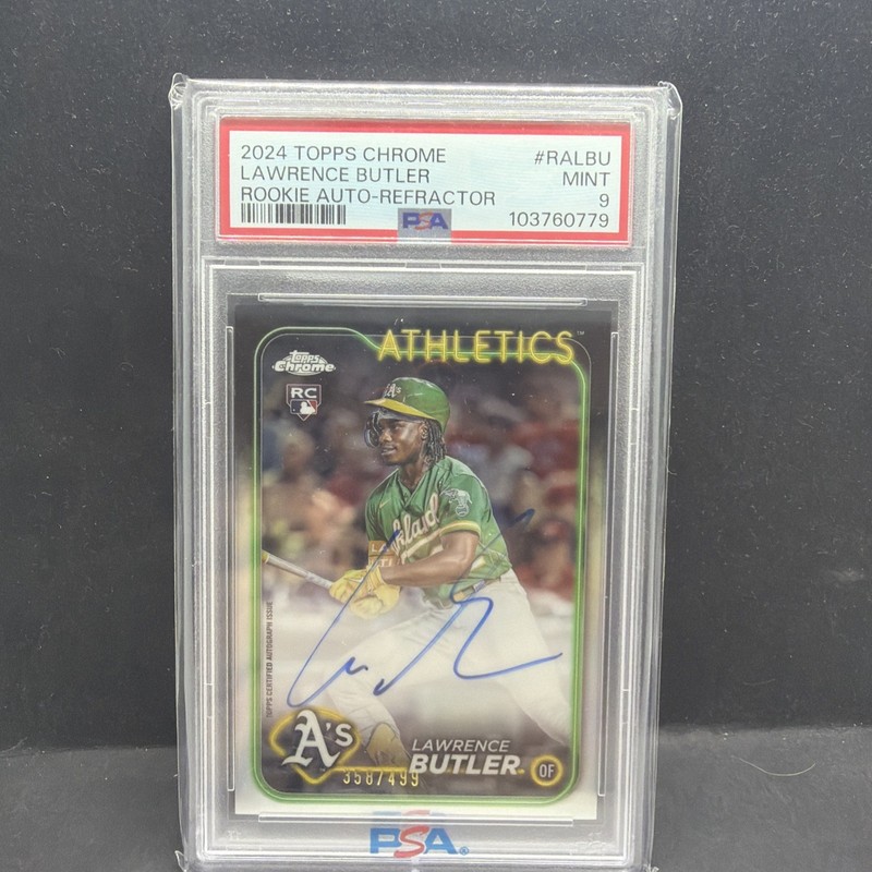 2024 Topps Chrome Lawrence Butler Refractor Rookie Auto /499 RC Rookie PSA 9 🔥