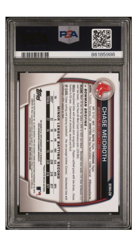 2023 Bowman Chrome - Chase Meidroth #BCMA-CM Refractor Auto PSA 10 view 2