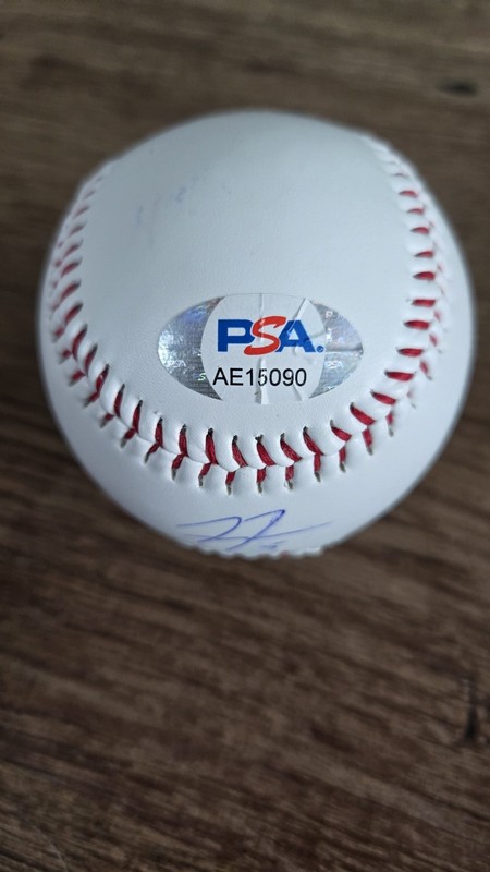 Freddie Freeman Signed Autographed Plain White Baseball PSA DNA view 2