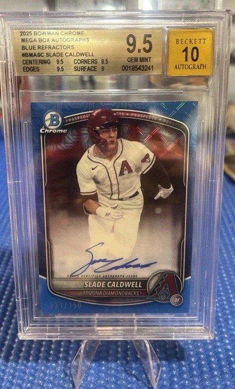 2025 Bowman Chrome Slade Caldwell Blue Mojo Auto /150 #BMA-SC Diamondbacks