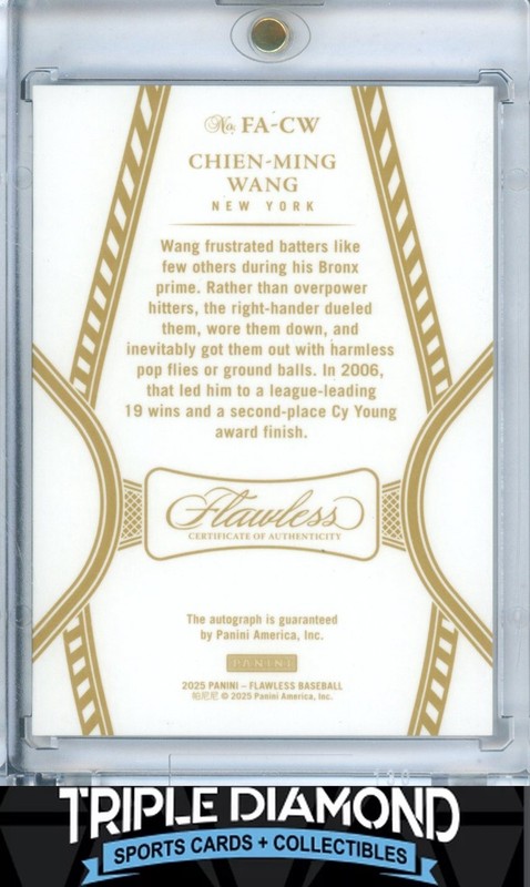 2025 Panini Flawless Chien-Ming Wang Autograph Auto Ruby #10/20 BNB455 view 2