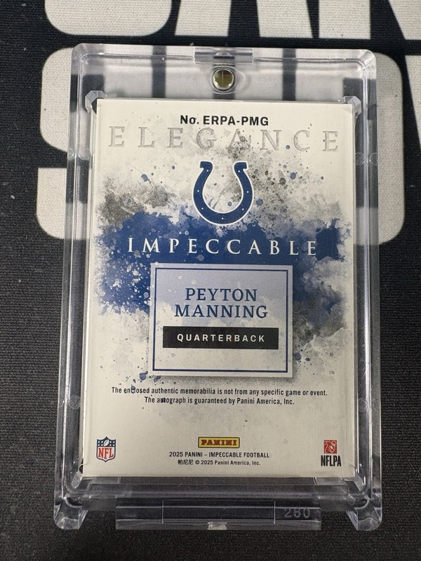 2025 Immaculate Football Peyton Manning Elegance Patch Auto /15 Colts view 2