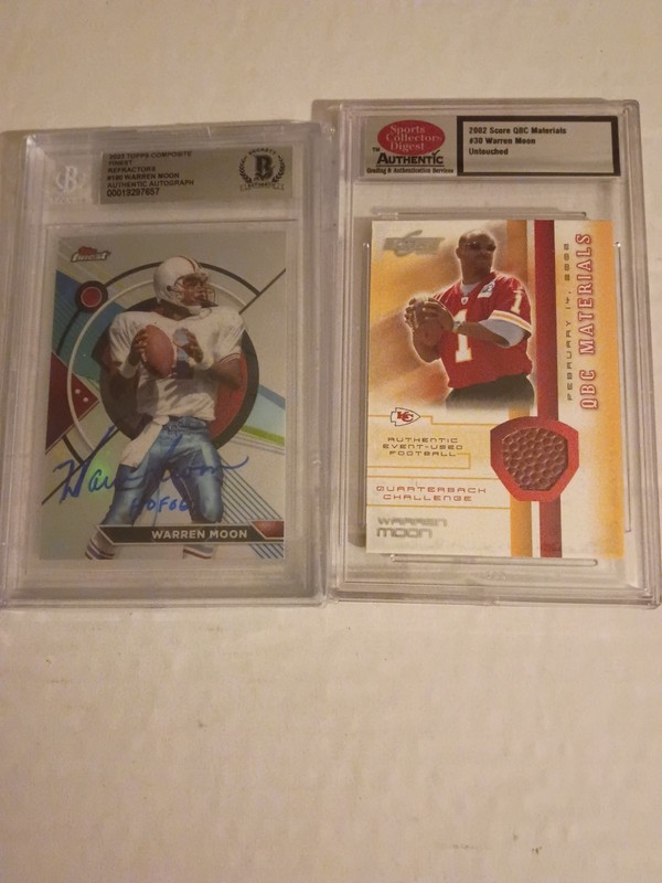 ⭐ SCD BGS BAS ⭐ WARREN MOON Game Used Football Auto Autograph Lot Oilers Chiefs