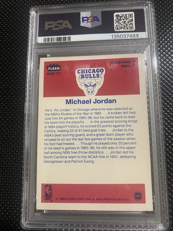 1986-87 Fleer - Stickers Michael Jordan #8 (RC) view 2