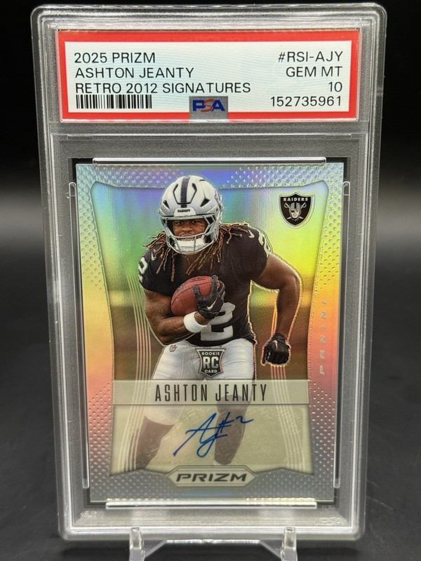 2025 Panini Prizm Retro 12’ Rookie Auto ASHTON JEANTY RC 94/149 PSA 10 RAIDERS🔥