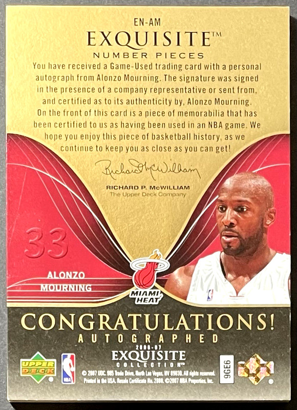 ( /33 ) Alonzo Mourning 2006-07 UD Exquisite Collection Number Pieces Patch Auto view 2