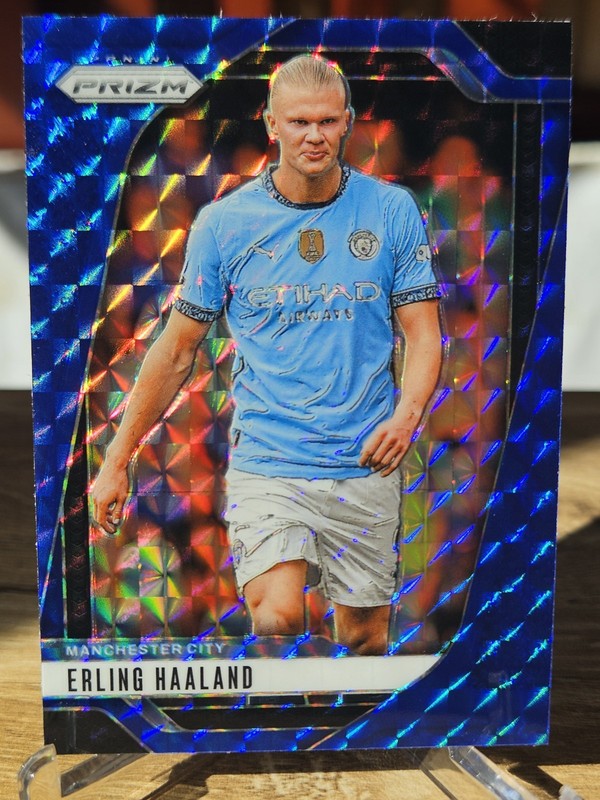 2024-25 Panini Prizm EPL Erling Haaland Blue Mosaic Prizm #9 Man City