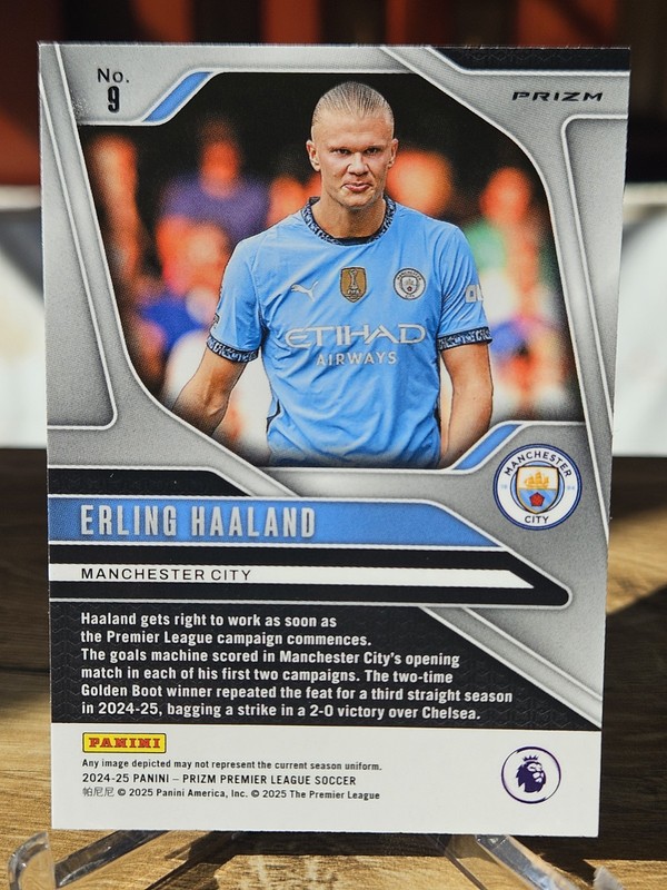 2024-25 Panini Prizm EPL Erling Haaland Blue Mosaic Prizm #9 Man City view 2