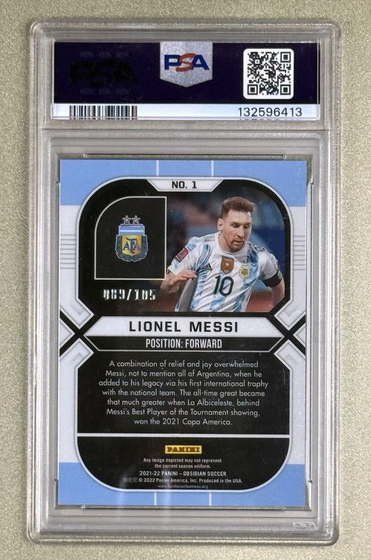 2021-22 Panini Obsidian Lionel Messi /105 PSA 9 Argentina #1 view 2