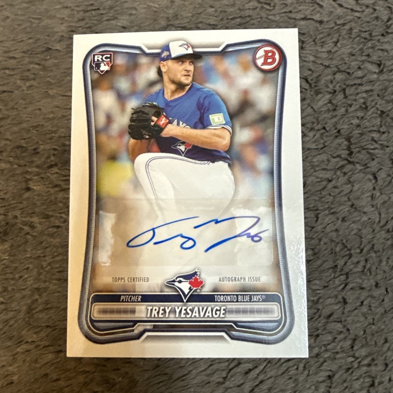 2026 Bowman Trey Yesavage RC Auto True Rookie Auto Blue Jays #PRV-TY