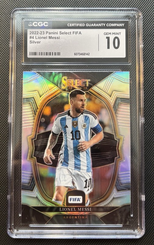2022-23 Select FIFA Lionel Messi SIlver Prizm PSA 10 Gem Mint #4 World Cup Year!