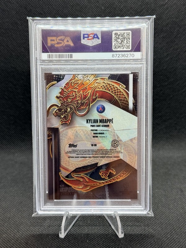 KYLIAN MBAPPE 2022-23 Topps Crystal Premium UCL Red Dragon /50 BLACK PSA 10 RDKM view 2