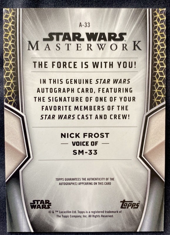 2025 Topps Star Wars Masterwork | SM-33 On-Card AUTO - Nick Frost Signature A-33 view 2