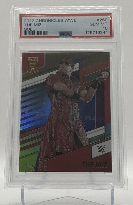 🔥#10/10 THE MIZ Panini 2022 Chronicles WWE Elite Gold #260 Bookend PSA 10 SSP