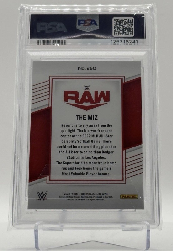 🔥#10/10 THE MIZ Panini 2022 Chronicles WWE Elite Gold #260 Bookend PSA 10 SSP view 2
