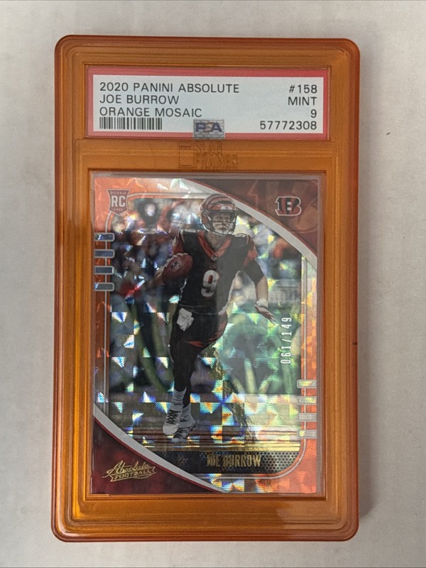 Joe Burrow 2020 Panini Absolute Orange Mosaic Rookie /149 PSA 9