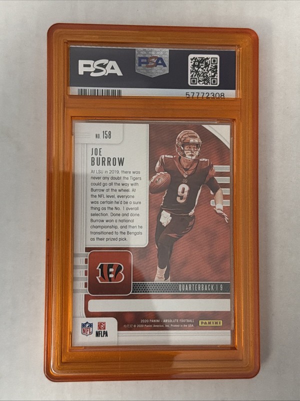 Joe Burrow 2020 Panini Absolute Orange Mosaic Rookie /149 PSA 9 view 2