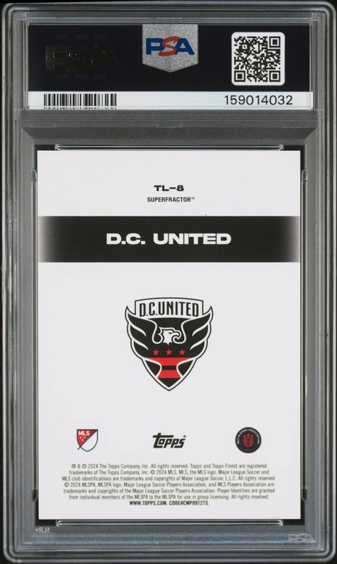 DC United - 2024 Topps Finest MLS Team Logo Superfractor PSA 8 1/1 view 2
