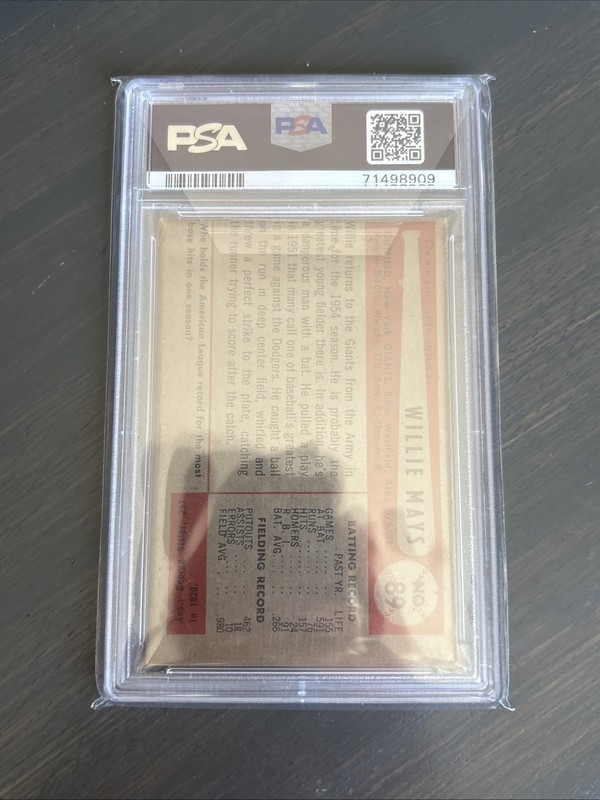 1954 Bowman Willie Mays PSA 2 Rare Card view 2
