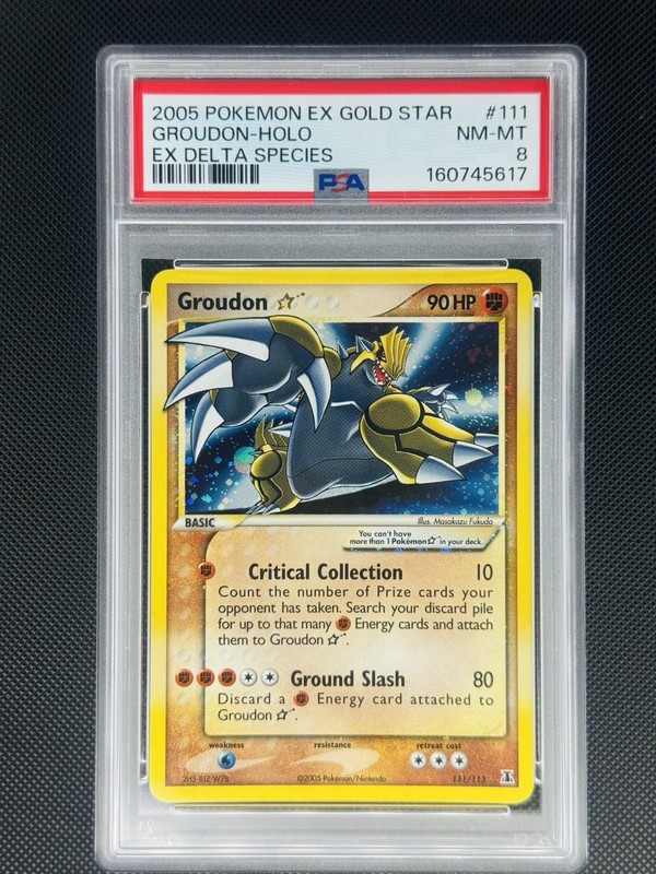 Groudon Gold Star Holo PSA 8 2005 Pokemon EX Delta Species 111/113 1317 New Cert