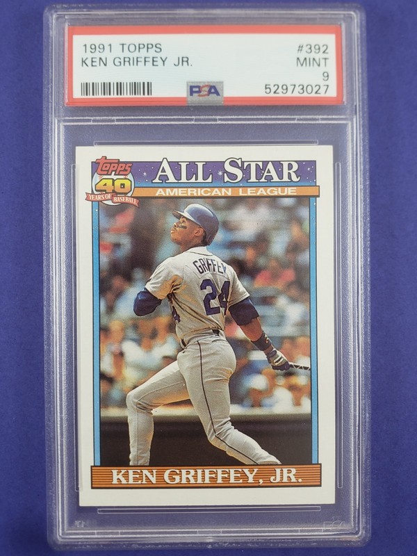 1991 Topps Ken Griffey Jr, Seattle Mariners, HOF, PSA 9