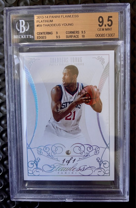 2013-14 Panini Flawless PLATINUM DIAMOND True 1/1 Thaddeus Young 59 BGS 9.5